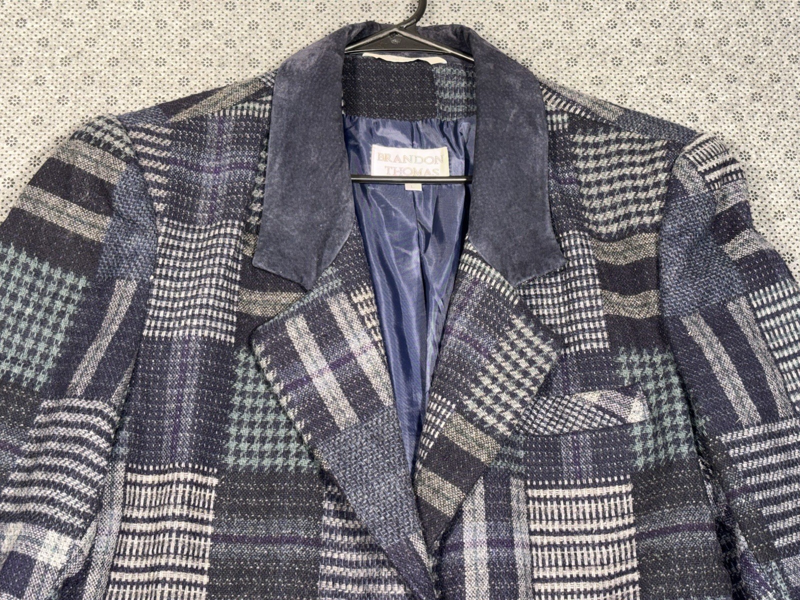 VTG Brandon Thomas Patchwork Blazer Jacket Plaid … - image 1