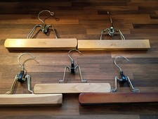 Lot Of 5 Vtg Wooden Hangers 2 Setwell - Pants Skirts High Quality Luxury Hangers