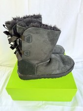 UGG Bailey Bow II Black Suede Fur Boots Womens Size 7- NWOT