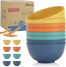 Wheat Straw Bowl Sets,8 PCS Unbreakable Cereal Bowl 26 OZ,Microwave safe