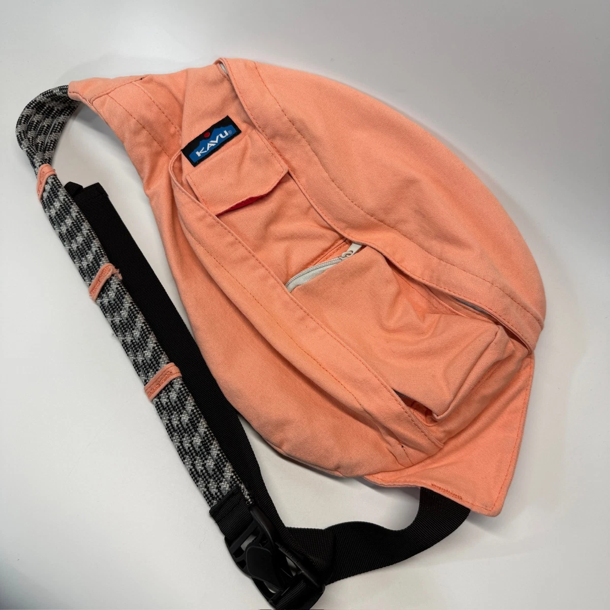 KAVU Rope Bag Sling Backpack Orange Burgundy Leaf Print Canvas Crossbody Bag Rope Bag – KAVU.com main image 4