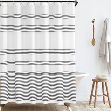 Extra Long Shower Curtain 84 Inch Length Black and White Modern Farmhouse Str...