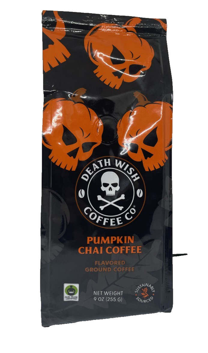 Death Wish Coffee Pumpkin Chai Ground Coffee 9 oz Limited Edition Fair Trade