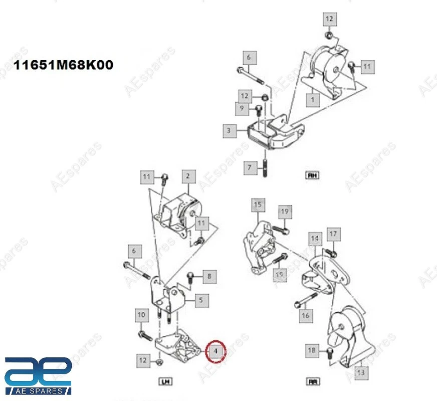 Engine Mounting Bracket LH For Suzuki A-Star 1.0L 2008-2013 11651M68K00 view 2