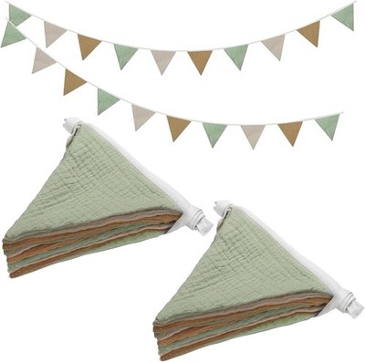 2PCS Pennant Banner Flags, Fabric Bunting 7.75ft, Mistwood Color 