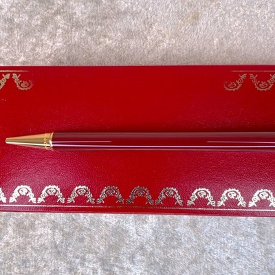 Vintage Cartier Ballpoint Pen Trinity Bordeaux Lacquer 18k Gold