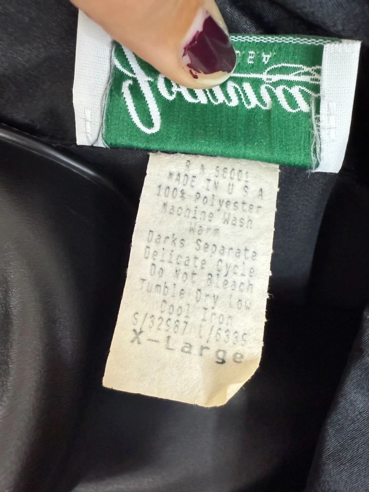 Blusa Top Joanna Vintage XL Aspecto Satinado Negra Abotonada Hecha en EE. UU. Foto 4 de 4