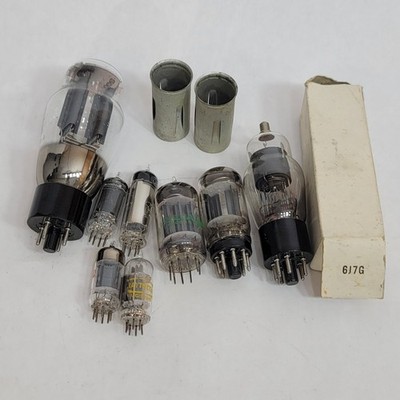 Mixed Lot of 8 Vacuum Tubes Sylvania Raytheon Sovtek 5U4G OA2 Holders6A06A