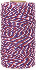 Red White and Blue String, 2MM Cotton Twine, 328Ft Bakers Twine, Wrapping Str...