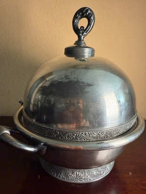 #ad Antique Ornate Rockford Silver Co Quadruple Plate Master Butter Dish 1620 $40.00