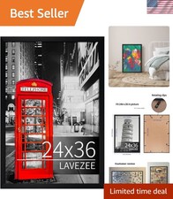 24x36 Poster Frame Black Display 24 x 36 Inch Photo Picture Frame for Wall, M...