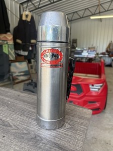 Vintage 70's Uno-Vac Unbreakable Stainless Steel Hot/Cold Thermos with cup cap