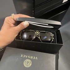 Versace MOD. 2225 Aviator Sunglasses Gold Metal Frame Gray Tinted 140mm
