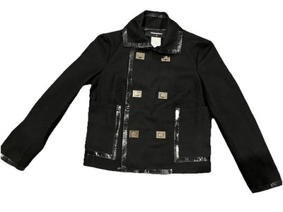 DSQUARED2  Cropped Wool Peacoat Jacket Golden Hardware  size42