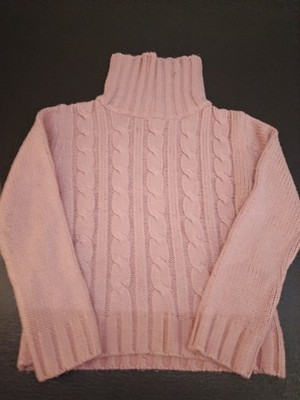 Rosa Pullover Rollkragen - Twisted Mesh - warm und bequem