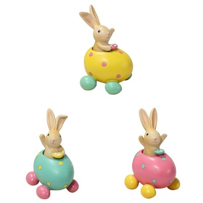 Resin Bunny Sitting Eggshell Decorations Spring Easter Figurines Tabletopper