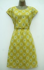 BRAKEBURN LIME YELLOW FLORAL COTTON TEA SUN DRESS SIZE 12 POCKETS