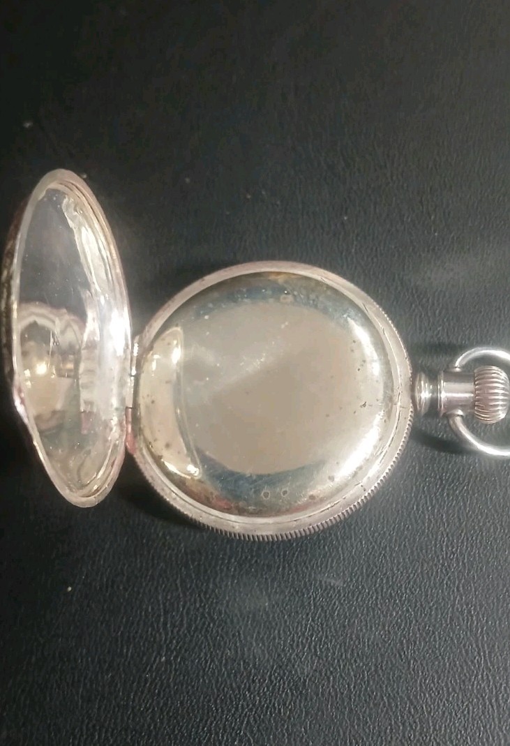 Vintage Ladies Elgin Pocket Watch in Sterling Silver Hunter Case Runs Great