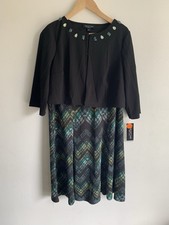 Ladies Black And Dark Green Dress& Jacket Suit