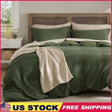 Soft Microfiber Duvet Cover Waffle Weave Textured Zipper Closure Easy Care New