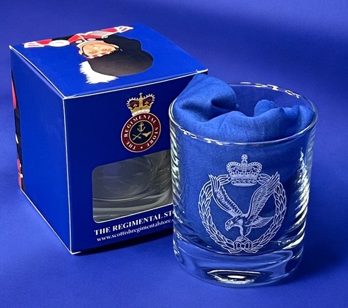 UK British Army Regimental engraved Whisky glass with regimental cap badges. - Picture 12 of 73