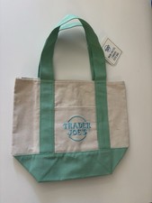 Trader Joe  s 2026 Mini Canvas Pastel Reusable Tote Bag Green - BRAND NEW