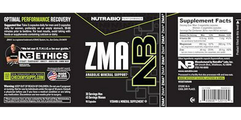 Добавки NutraBio ZMA для мужчин и женщин — добавки цинка магния до уровней - Изображение 4 из 4