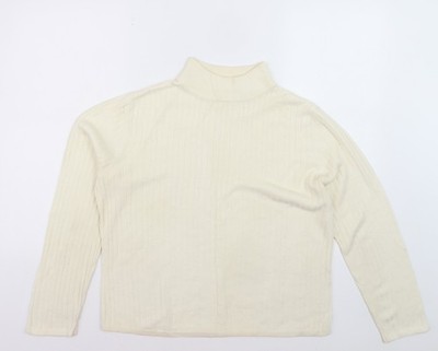 Croft & Barrow Damenpullover elfenbeinfarben Stehkragen Zopfmuster L