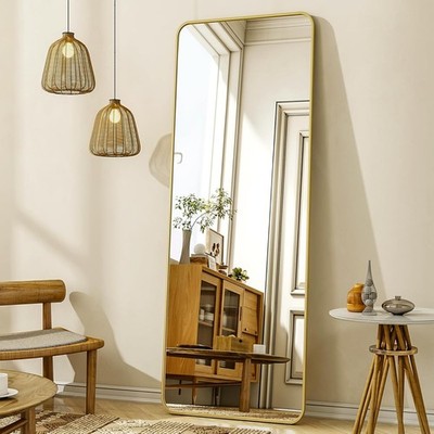 56''x21'' Floor Full Length Mirror Standing Full Body Rounded Corner Rectangle