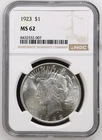 1923 Peace silver dollar NGC MS 62