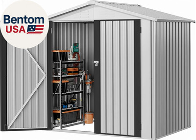 6X4Ft Outdoor Storage Shed, Lockable Metal Tool Storage Sheds, Waterproof Garden