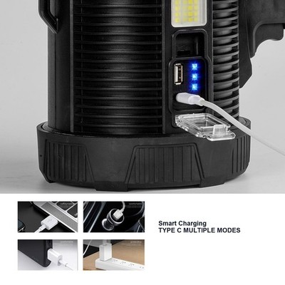 T6 Outdoor Solar Power Searchlight Portable LED Flashlight Multifunction Adv SET