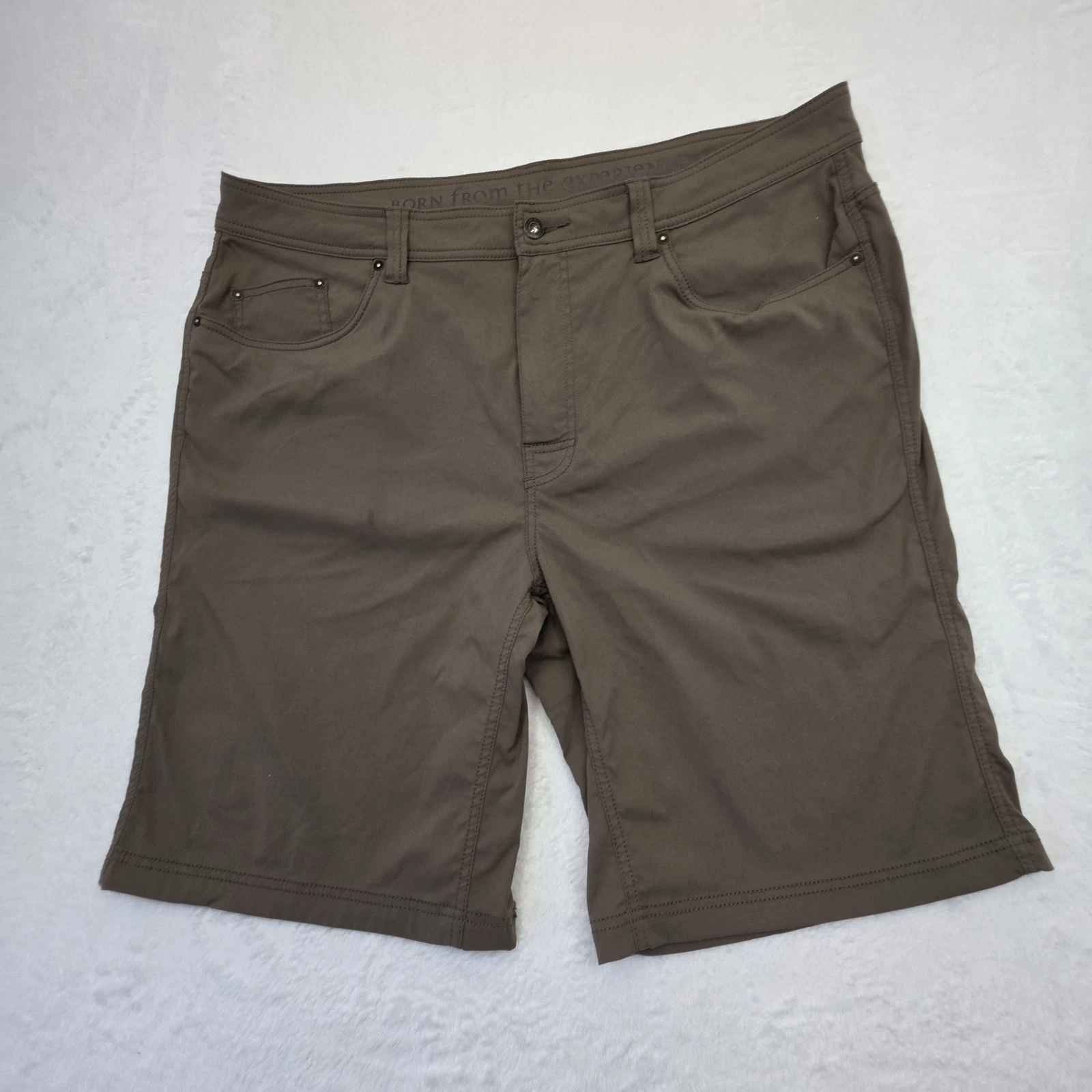 prAna Stretch Hiking Shorts Men’s 40x11 Brown Outdoor Casual Flat Front