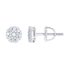 925 Sterling Silver Moissanite 6mm Cluster Starburst Flower Stud Earrings 1/3 CT