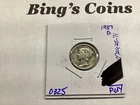 1937 D Mercury 90% Silver Dime in Very Fine Condition from Denver Mint 07242571e