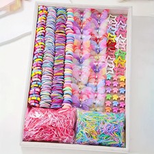 941Pcs Girls Hair Accessories Set Clips Hair Ties Bows Flowers Colorful Kit
