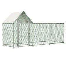 10x3FT Metal Chicken Coop Run Backyard Hen House Poultry Habitat Cage w/Cover