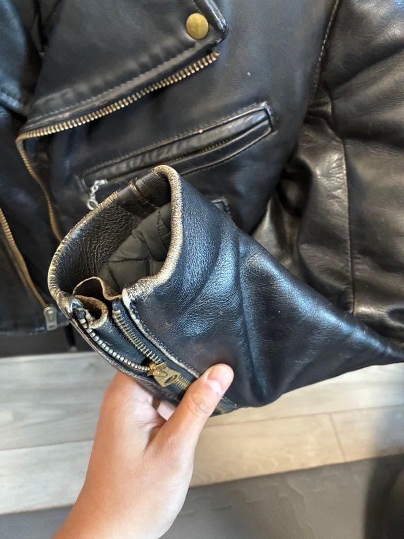 VANSON C2 Vintage Double Riders Leather Jacket Black Size 36 TALON