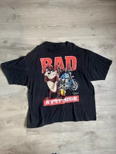 Harley Davidson Vintage 1991 Looney Tunes Taz Bad Boys Black T-Shirt Size 2XL