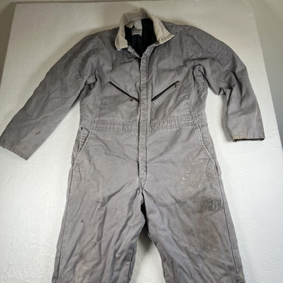 #ad Vintage Walls Zero Zone Coveralls Mens Large Gray Insulated Canvas Workwear $38.24