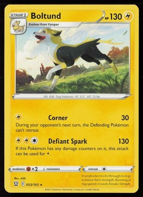 Boltund 053/163 SWSH05: Battle Styles Rare Normal NM