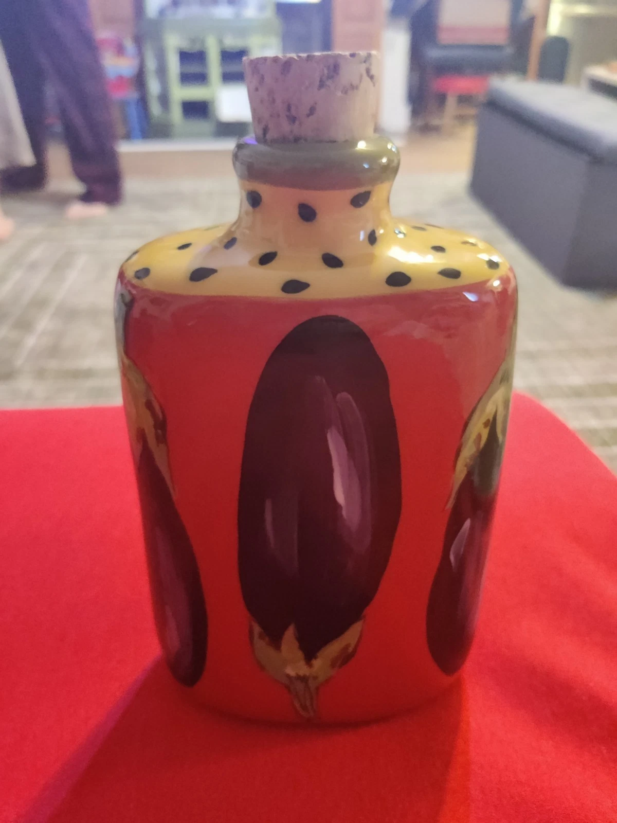 Droll Designs Eggplant Collection Ceramic Olive Oil Jar with Cork See Pictures