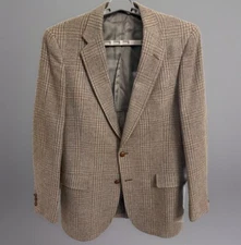 Austin Reed of Regent Street Plaid Blazer Pure Virgin Wool Gray Men Size 40R