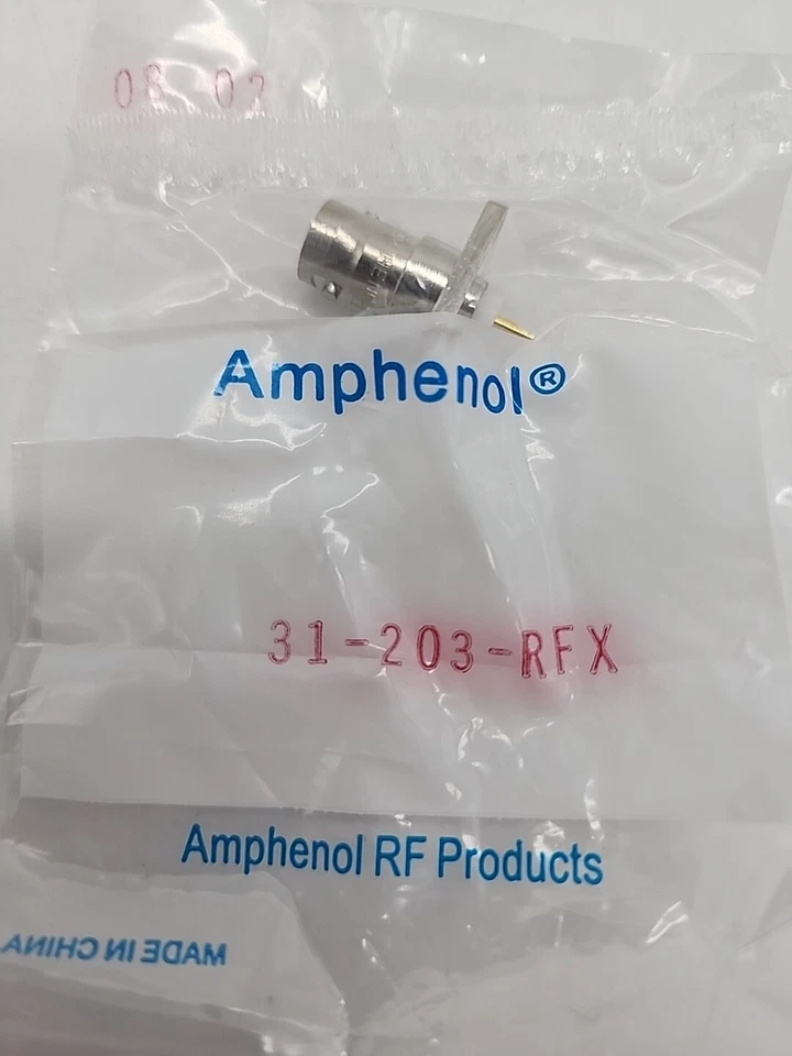 AMPHENOL 031-203-RFX BNC Straight Receptacle Jack Solder Cup 4-Hole Flange 50Ohm - Image 2 of 4