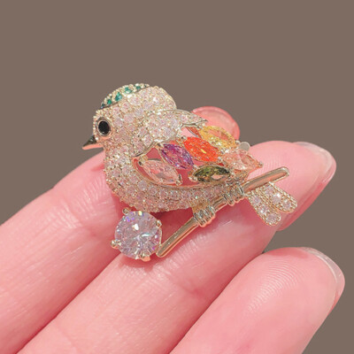 1pc Magpie Birds Brosche für Frauen Strass trendy Tierschmuck Reversstifte 