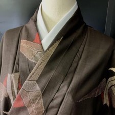 JAPANESE KIMONO TSUMUGI 150 cm 4' 11" PURE SILK VINTAGE ANTIQUE I217