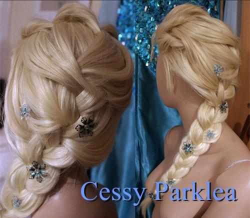 SN-E1-6 Frozen Elsa Disney Light Blonde Braided Wigs Adults Children 300g 220g - Picture 2 of 5