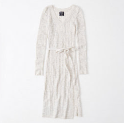 NWT Abercrombie & Fitch Womens Tie-Waist Sweater Dress, MARLED CREAM, Sz S  | eBay