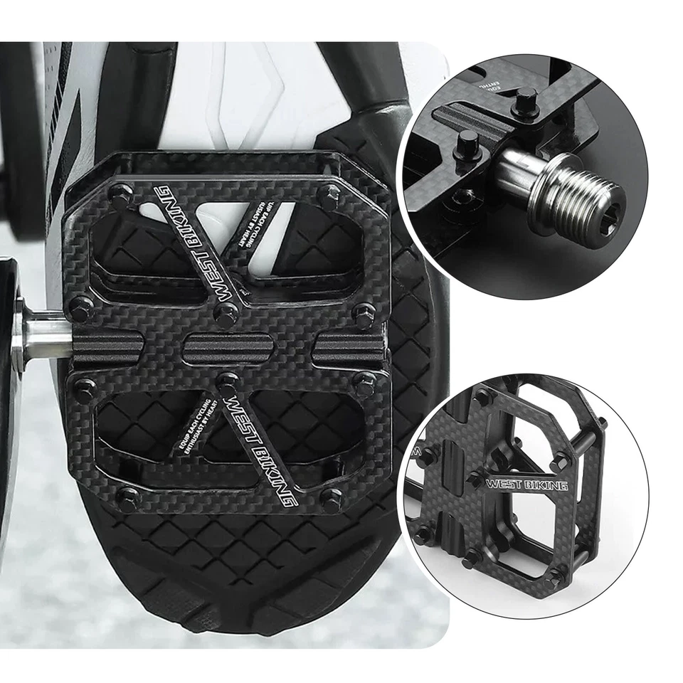 Pedales de bicicleta ultraligeros T700 fibra de carbono eje de titanio 3 rodamientos bicicleta PWM Foto 4 de 4