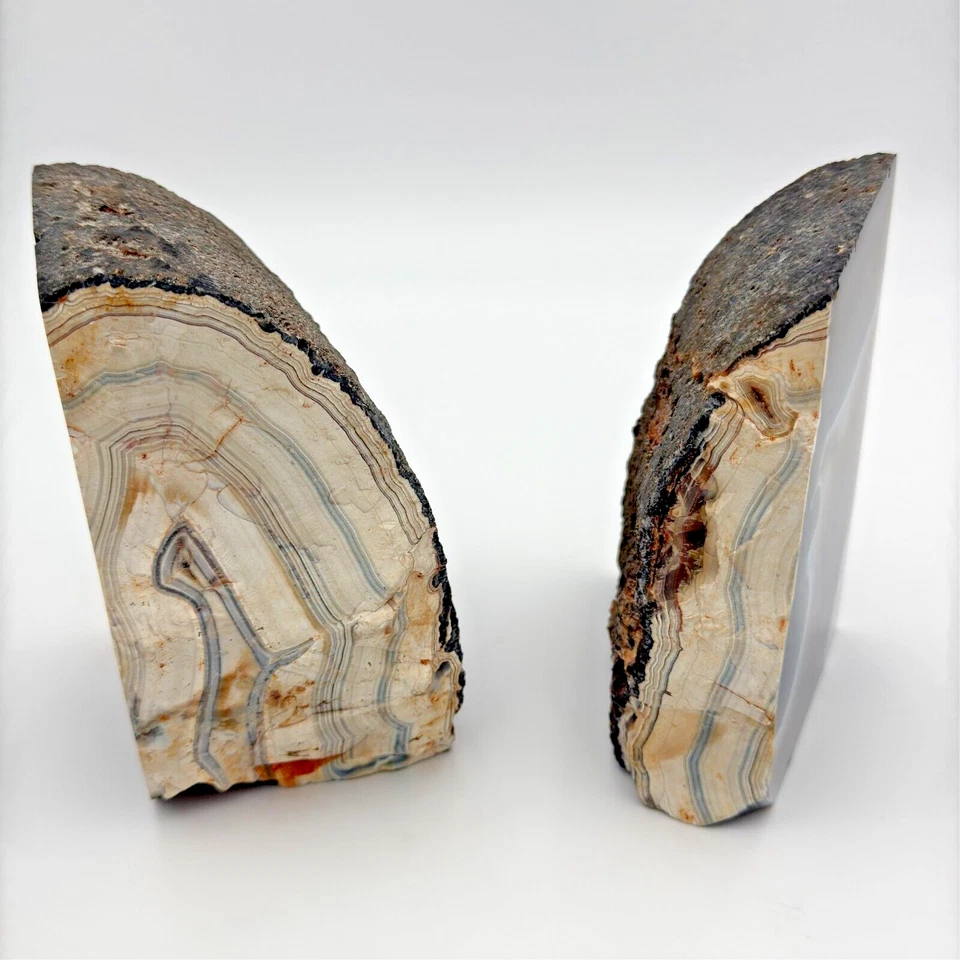 Brazilian Agate Bookends Polished Brown Grey Rounded 5.5" - Image 4 of 4